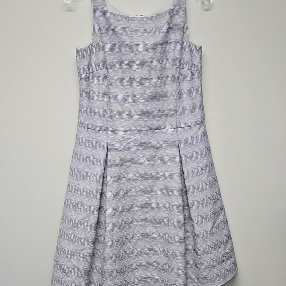 W by Worth blue and white fit and flare dress with side pockets